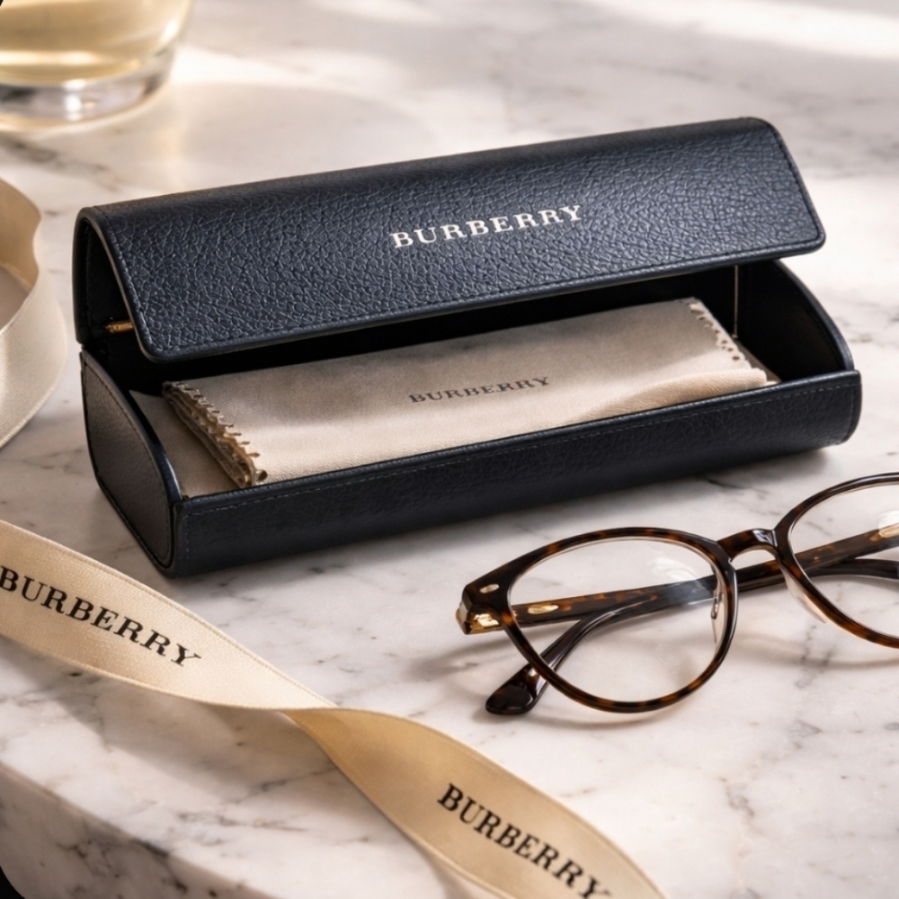 Burberry Black Glasses Hard Case with Textured Finish Magnetic Closure - Picture 9 of 10